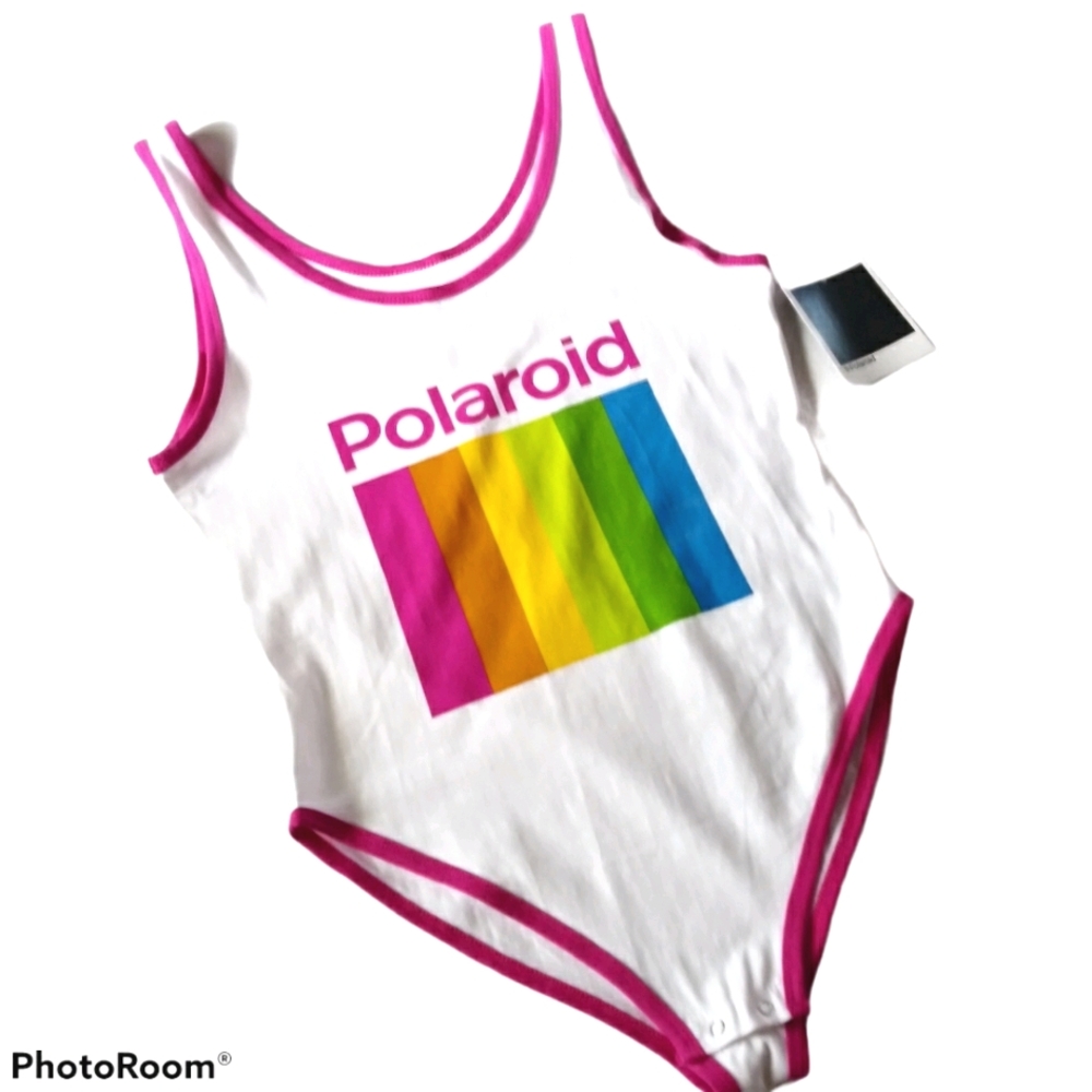 Polaroid Retro Rainbow Color Stripes  Bodysuit